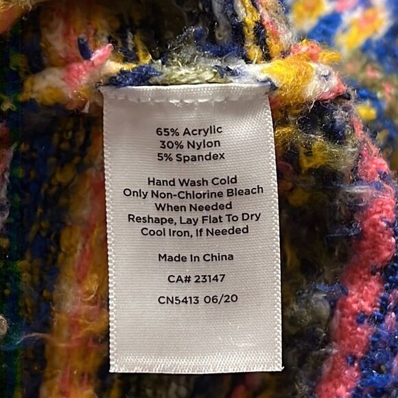 Talbots Sweater Woman’s Size XS Fair Isle Mock Neck Ivory Colorful Stripes - Picture 8 of 8